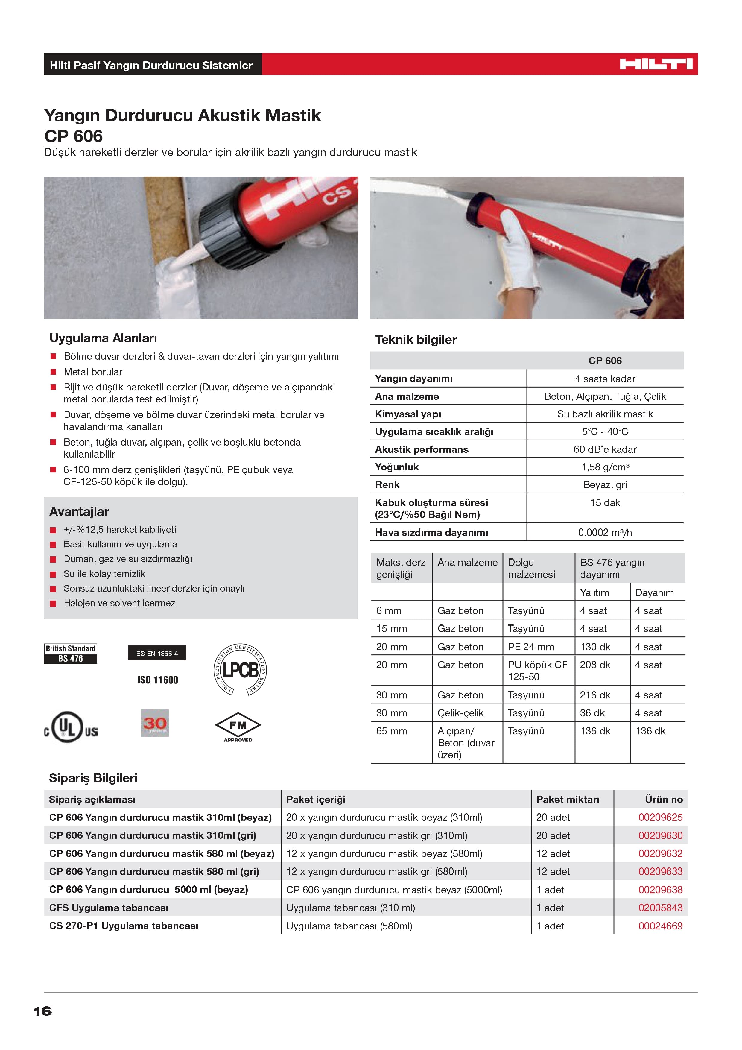 CP 606 YANGIN DURDURUCU AKUSTİK MASTİK — küçük görsel 3